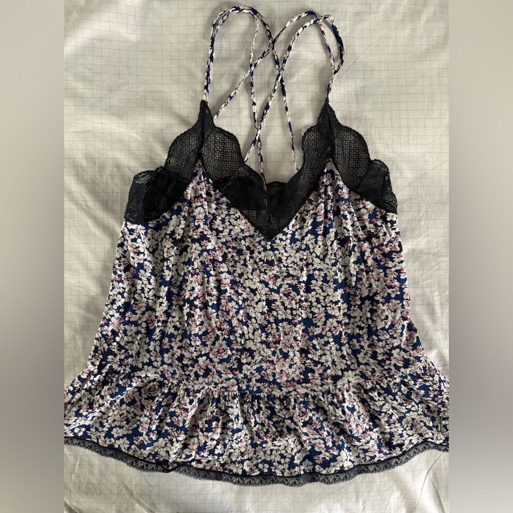 Zadig & Voltaire Blue Floral Lace Cami